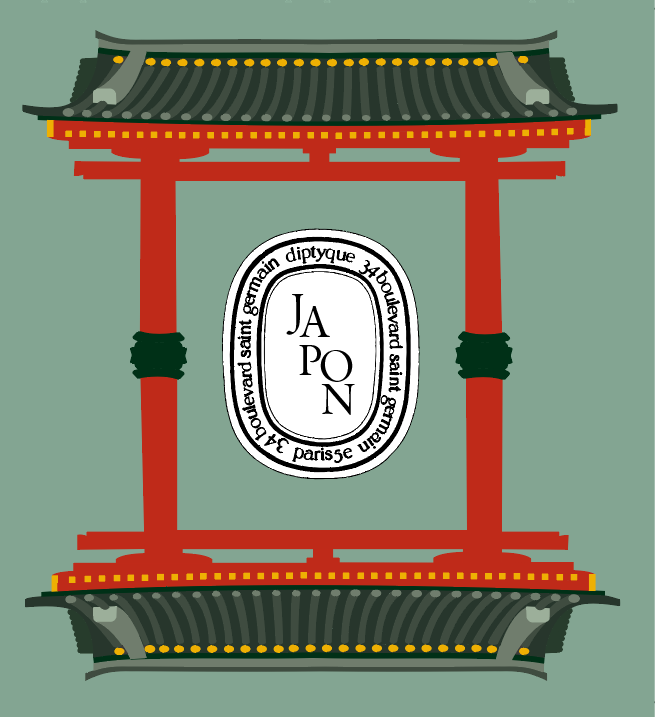 Motif architectural de porte japonaise