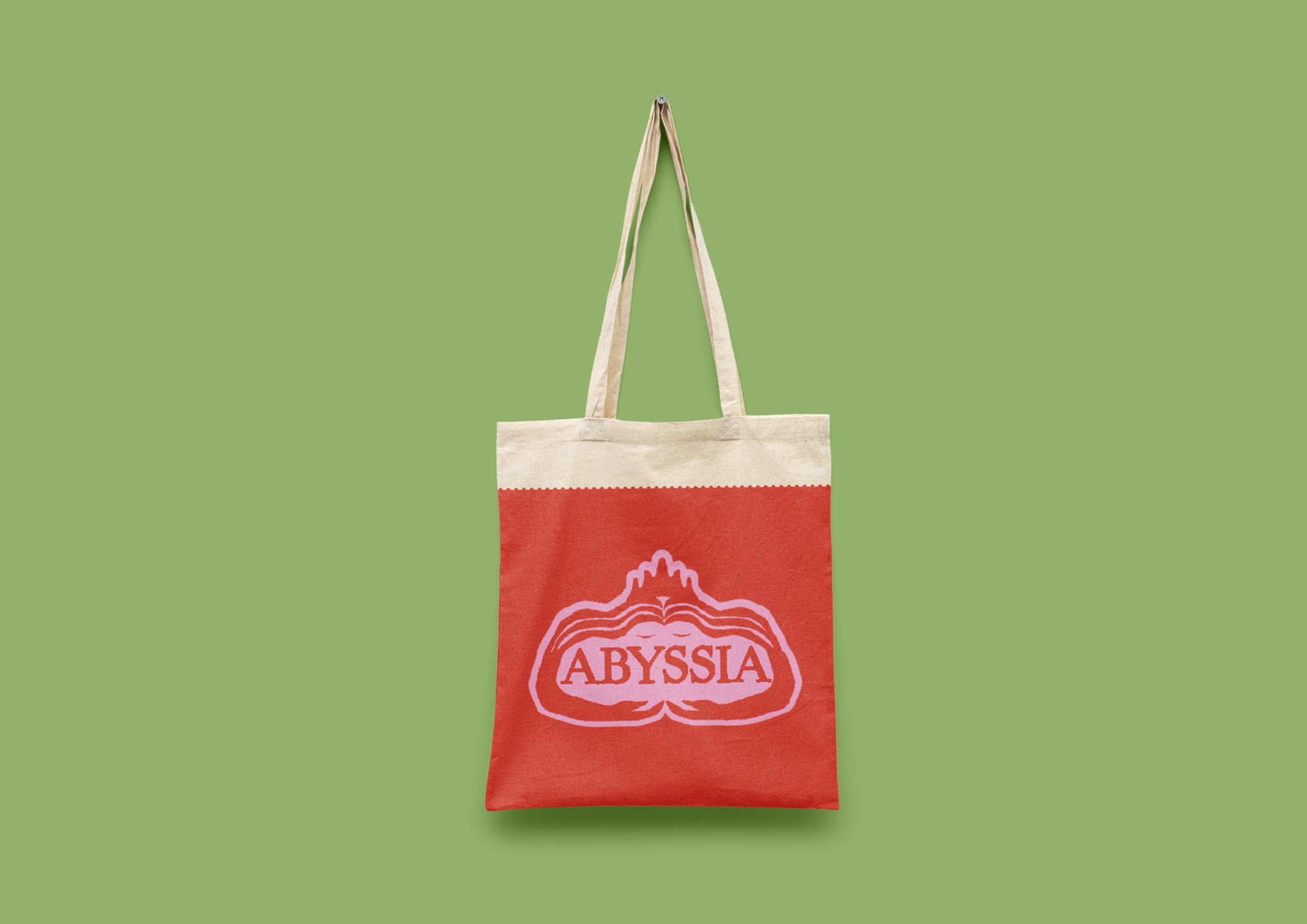 tote bag rouge avec le logo d'abyssia